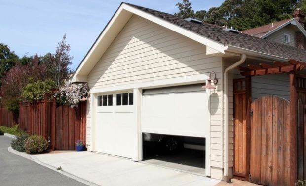 slightly opened garage door