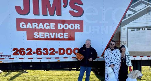 Jims Garage Door Service on Halloween in Mount Pleasant, WI