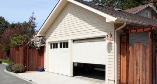 slightly opened garage door