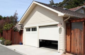 slightly opened garage door